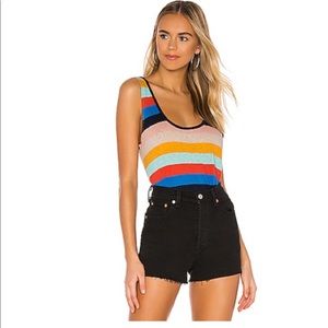 Splendid x Gray Malin Rainbow Striped Linen Blend Tank Top Medium